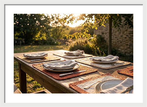 Hand Woven Placemats On Farmhouse Table