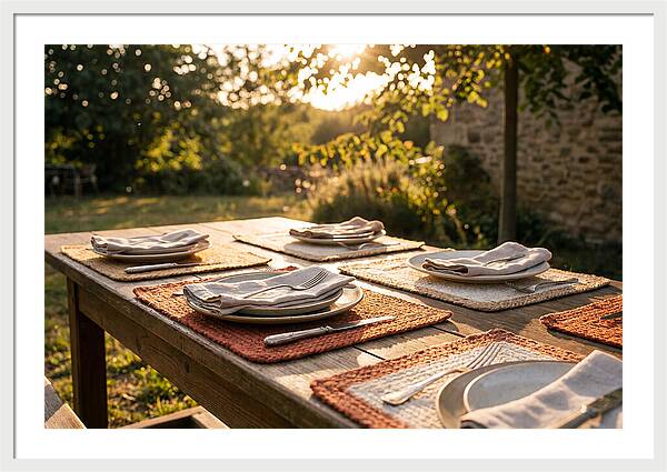 Hand Woven Placemats On Farmhouse Table