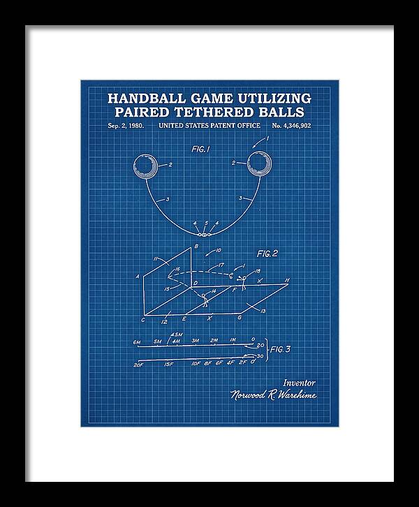 Handball Game Utilizing Paired Tethered Balls Blueprint Patent Us4346902