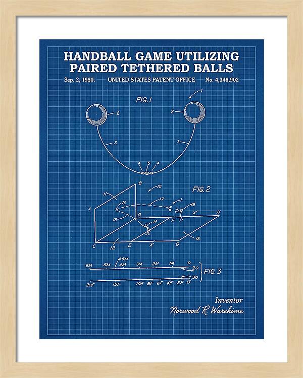 Handball Game Utilizing Paired Tethered Balls Blueprint Patent Us4346902