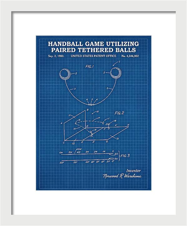 Handball Game Utilizing Paired Tethered Balls Blueprint Patent Us4346902