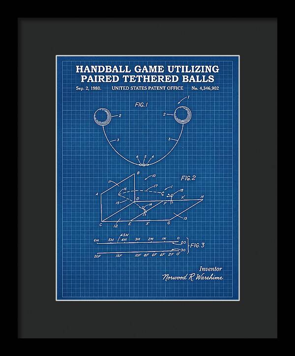 Handball Game Utilizing Paired Tethered Balls Blueprint Patent Us4346902