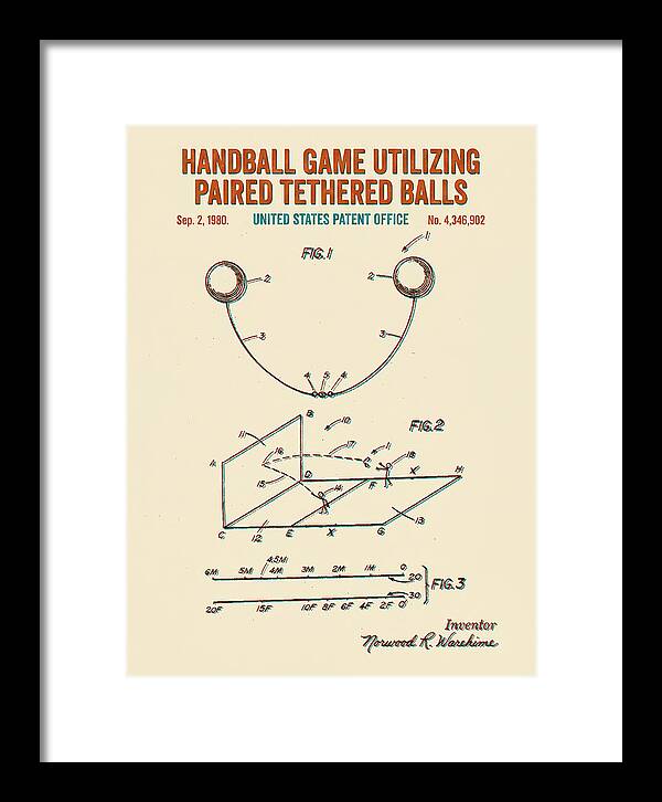 Handball Game Utilizing Paired Tethered Balls Retro Patent Us4346902