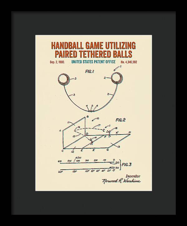 Handball Game Utilizing Paired Tethered Balls Retro Patent Us4346902