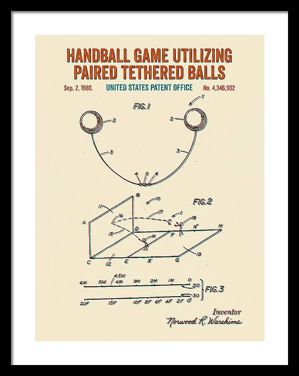 Handball Game Utilizing Paired Tethered Balls Retro Patent Us4346902