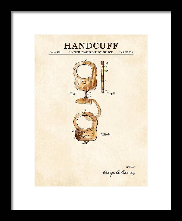 Handcuff Watercolor Patent Us1017955