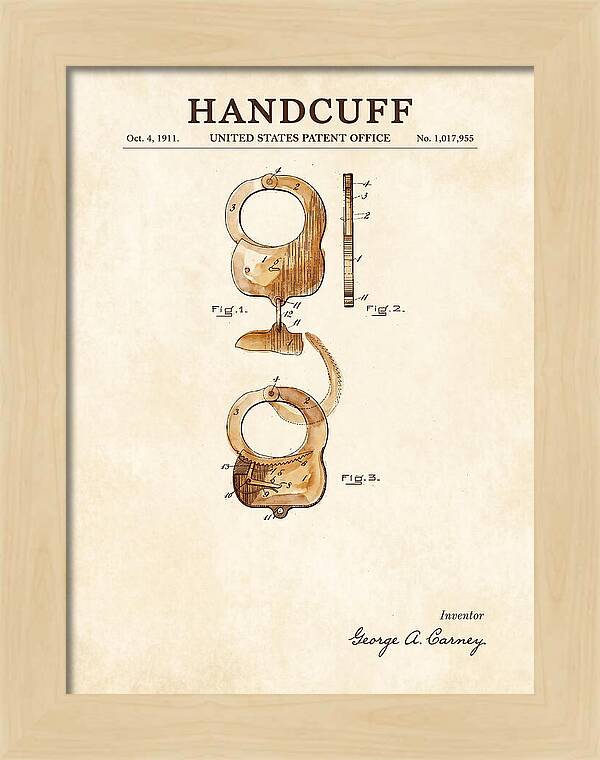 Handcuff Watercolor Patent Us1017955