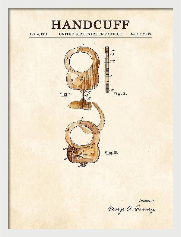 Handcuff Watercolor Patent Us1017955