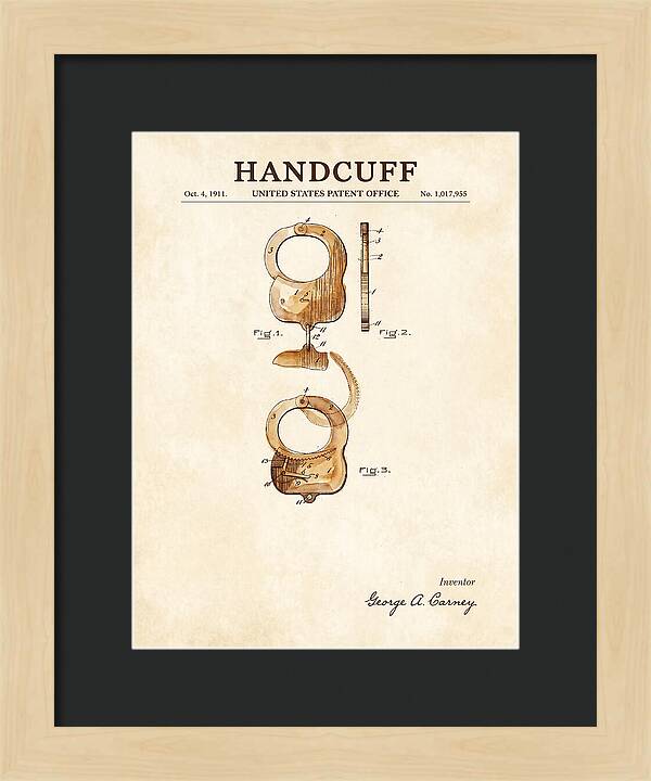 Handcuff Watercolor Patent Us1017955