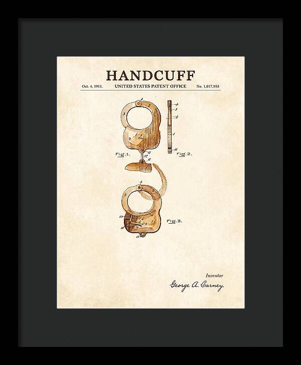 Handcuff Watercolor Patent Us1017955
