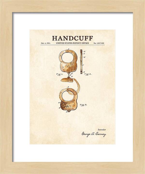 Handcuff Watercolor Patent Us1017955