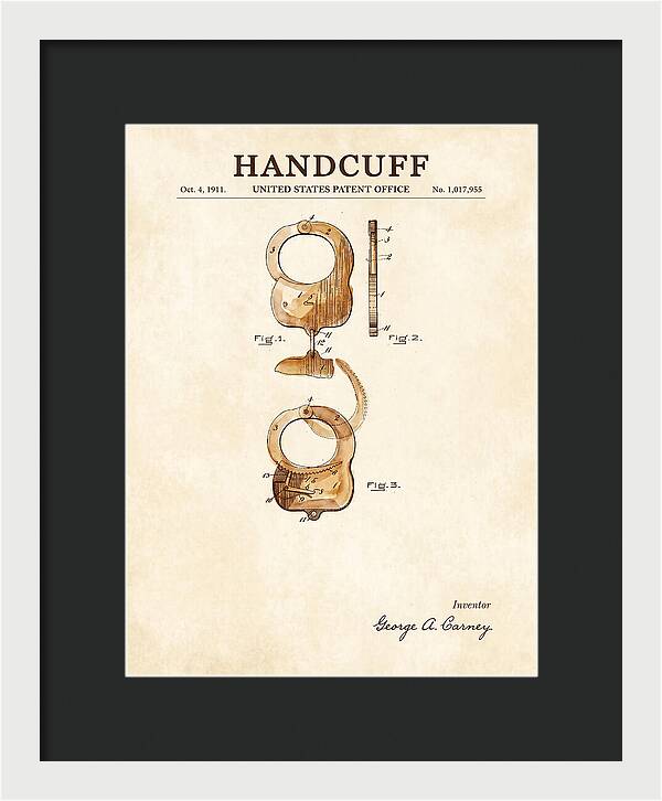 Handcuff Watercolor Patent Us1017955