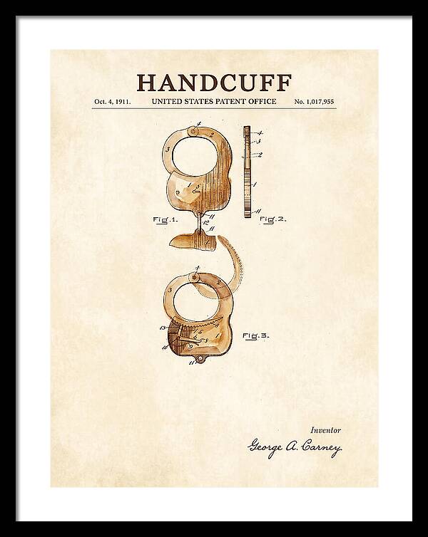 Handcuff Watercolor Patent Us1017955