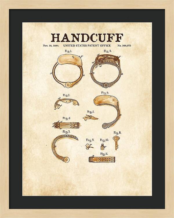 Handcuff Watercolor Patent Us308075