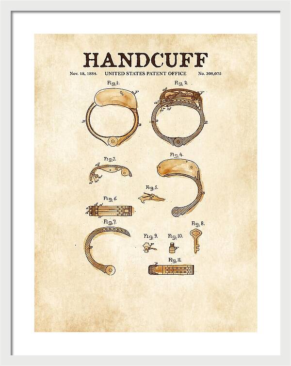 Handcuff Watercolor Patent Us308075