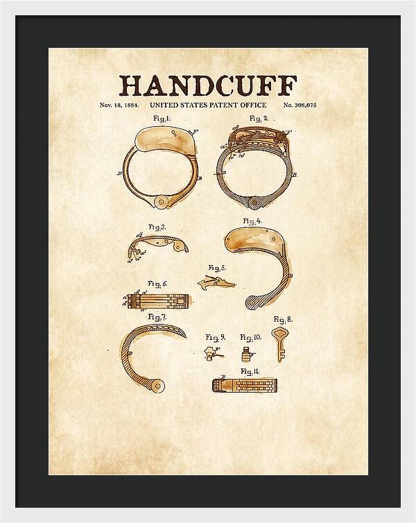 Handcuff Watercolor Patent Us308075