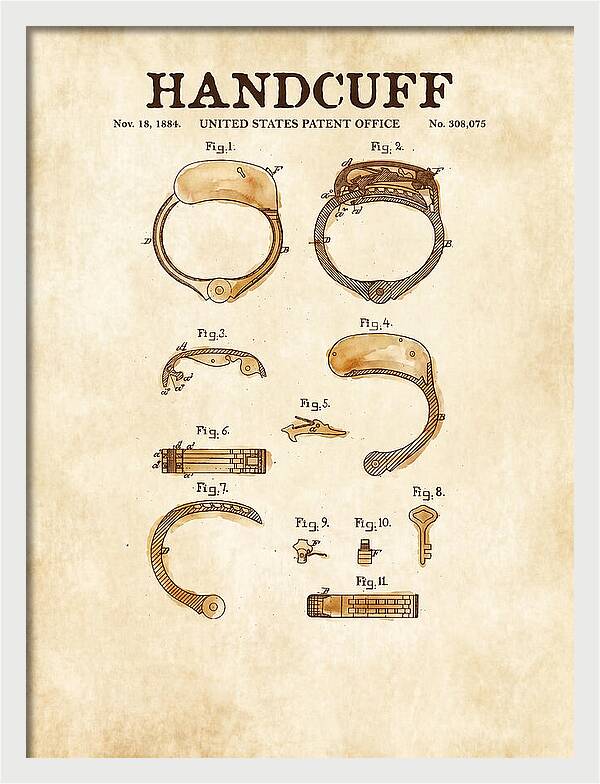 Handcuff Watercolor Patent Us308075