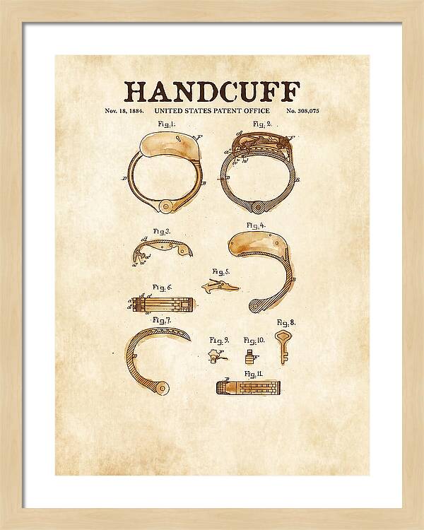 Handcuff Watercolor Patent Us308075