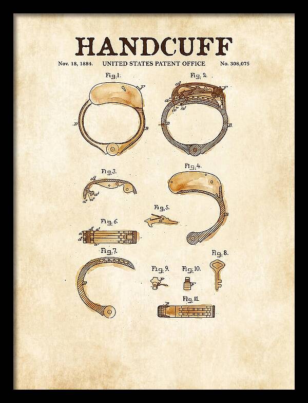 Handcuff Watercolor Patent Us308075