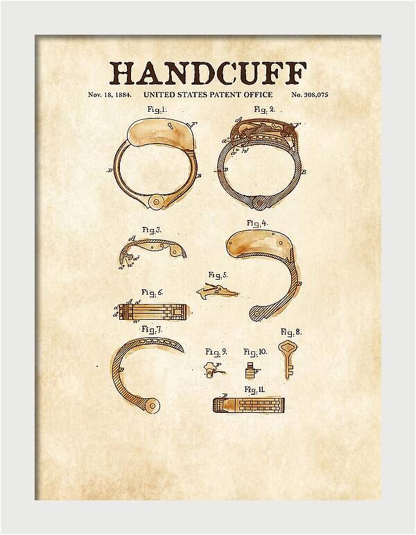 Handcuff Watercolor Patent Us308075