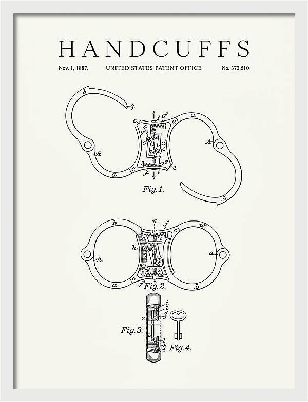 Handcuffs Minimalist Patent Us372510