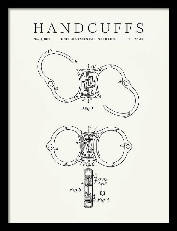 Handcuffs Minimalist Patent Us372510