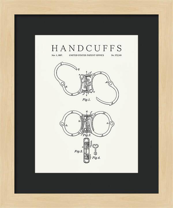 Handcuffs Minimalist Patent Us372510