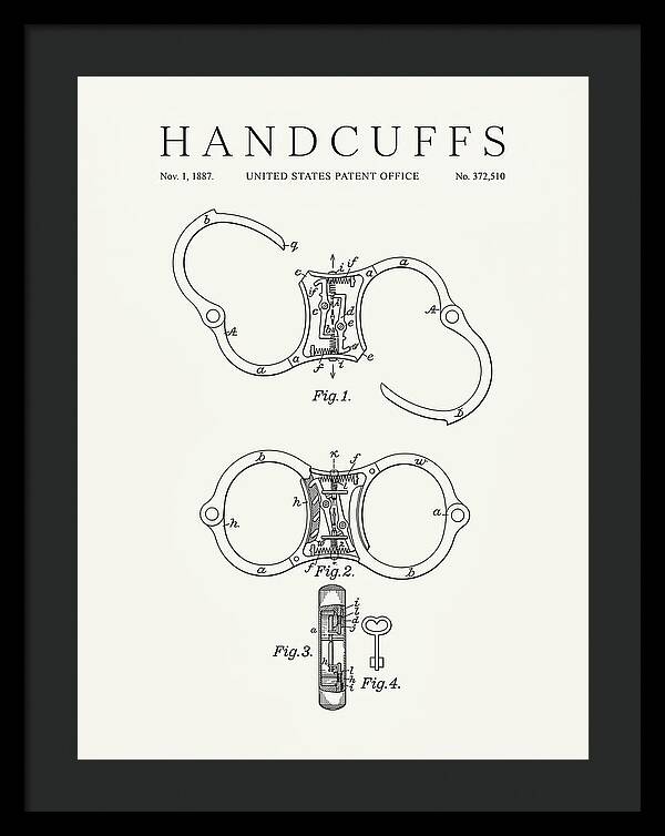 Handcuffs Minimalist Patent Us372510