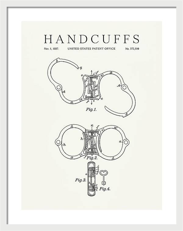 Handcuffs Minimalist Patent Us372510