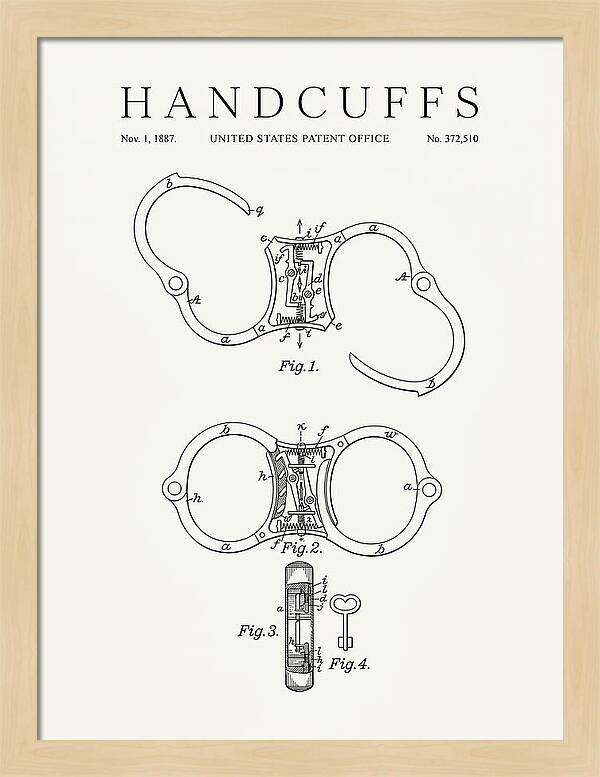 Handcuffs Minimalist Patent Us372510