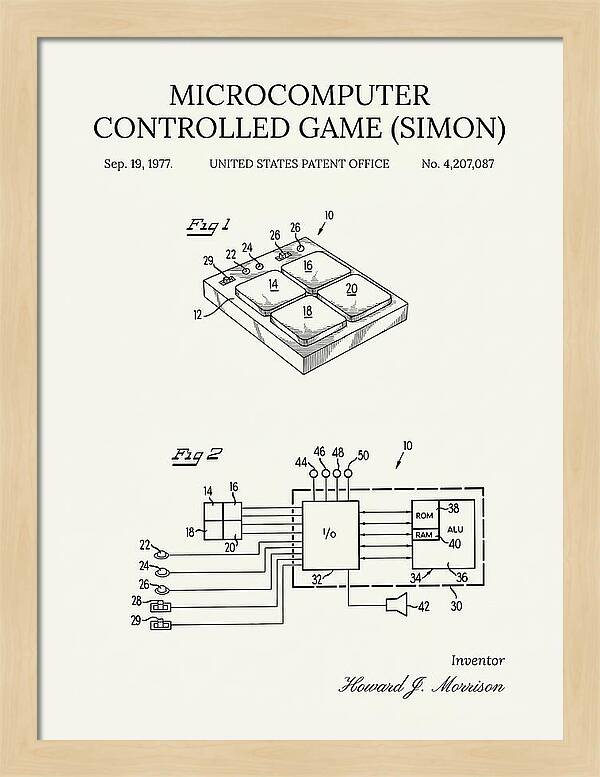 Handheld Electronic Game Simon Minimalist Patent Us4207087a