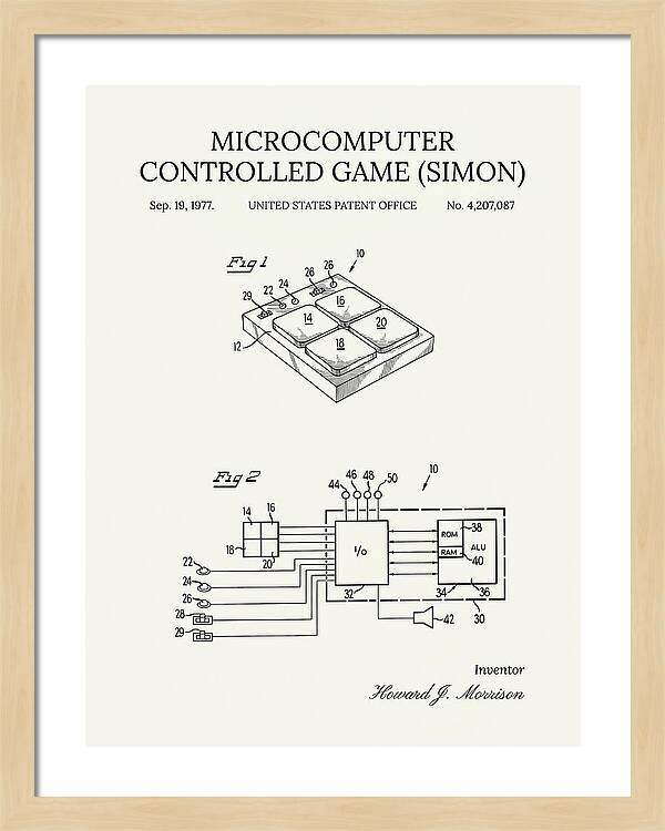 Handheld Electronic Game Simon Minimalist Patent Us4207087a