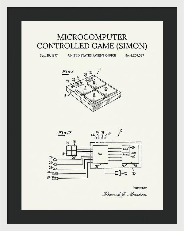 Handheld Electronic Game Simon Minimalist Patent Us4207087a