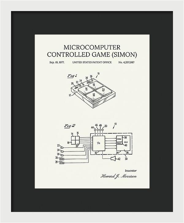 Handheld Electronic Game Simon Minimalist Patent Us4207087a