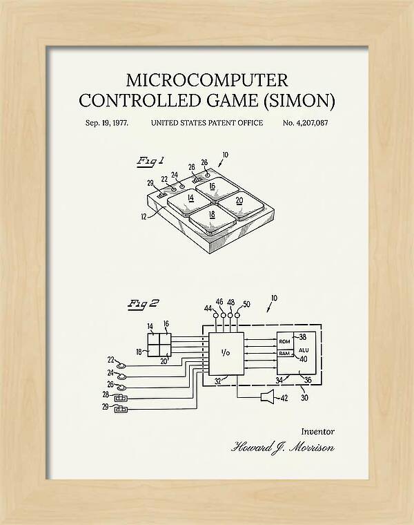 Handheld Electronic Game Simon Minimalist Patent Us4207087a