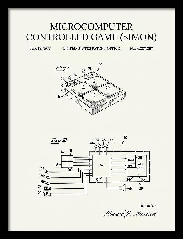 Handheld Electronic Game Simon Minimalist Patent Us4207087a