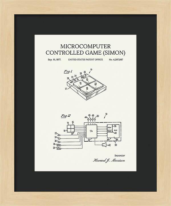 Handheld Electronic Game Simon Minimalist Patent Us4207087a