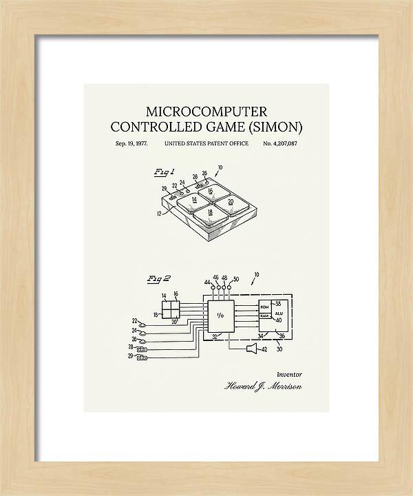 Handheld Electronic Game Simon Minimalist Patent Us4207087a