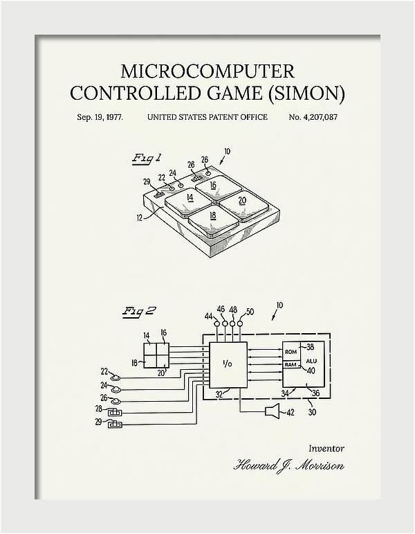 Handheld Electronic Game Simon Minimalist Patent Us4207087a