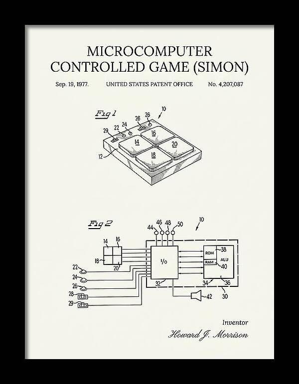 Handheld Electronic Game Simon Minimalist Patent Us4207087a