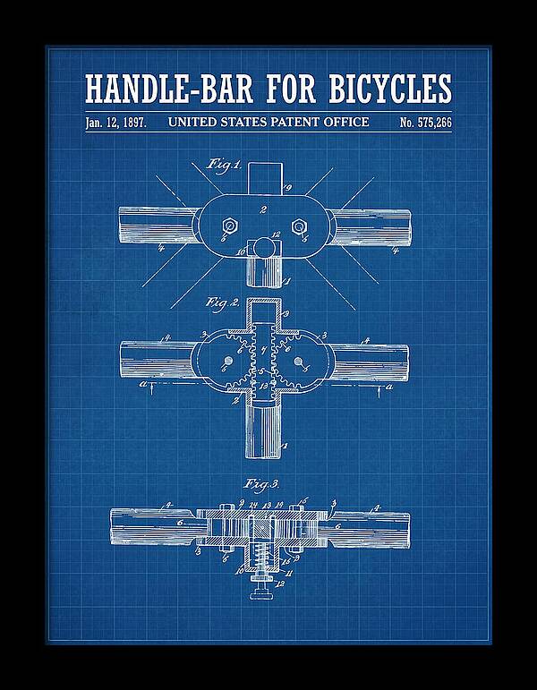 Handle Bar For Bicycles Blueprint Patent Us575266a
