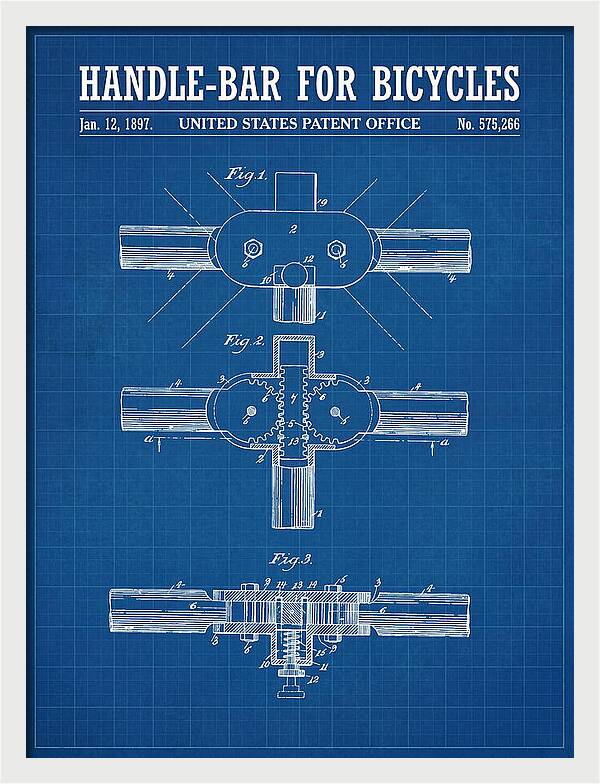Handle Bar For Bicycles Blueprint Patent Us575266a