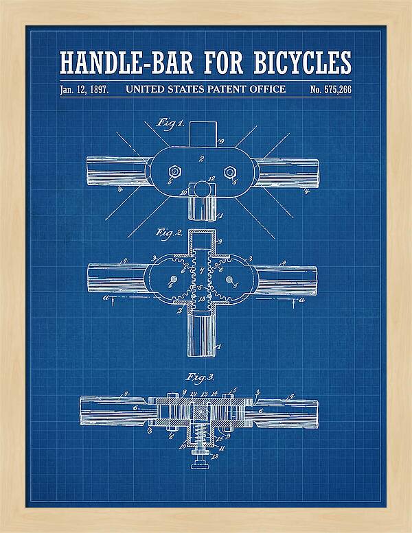 Handle Bar For Bicycles Blueprint Patent Us575266a