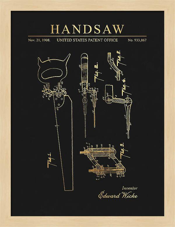 Handsaw Gold Patent Us933867a