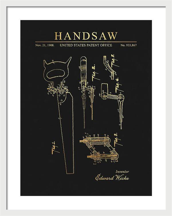 Handsaw Gold Patent Us933867a
