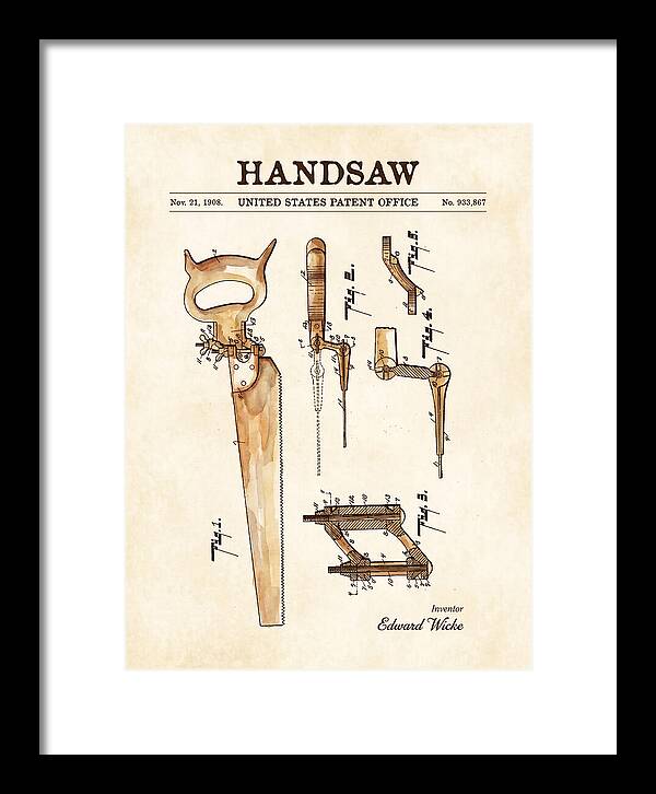 Handsaw Watercolor Patent Us933867a
