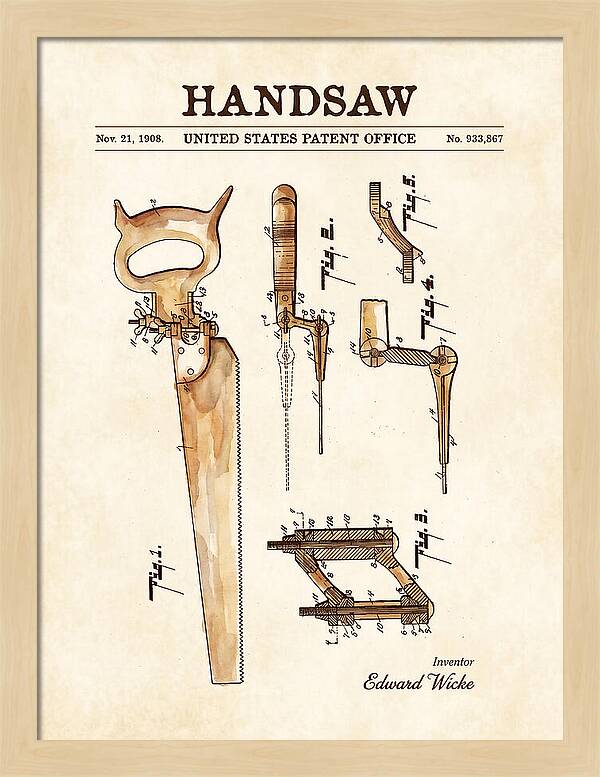 Handsaw Watercolor Patent Us933867a