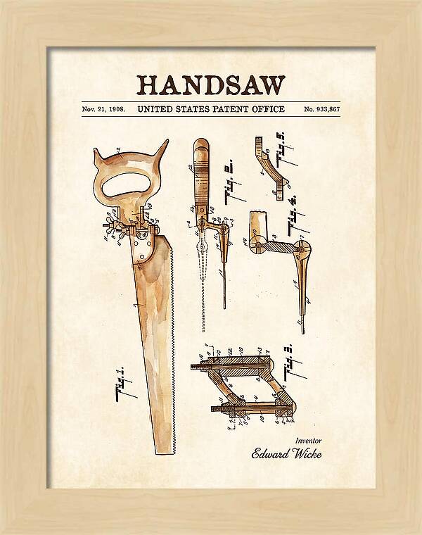 Handsaw Watercolor Patent Us933867a
