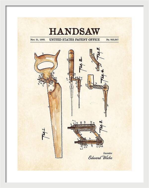 Handsaw Watercolor Patent Us933867a