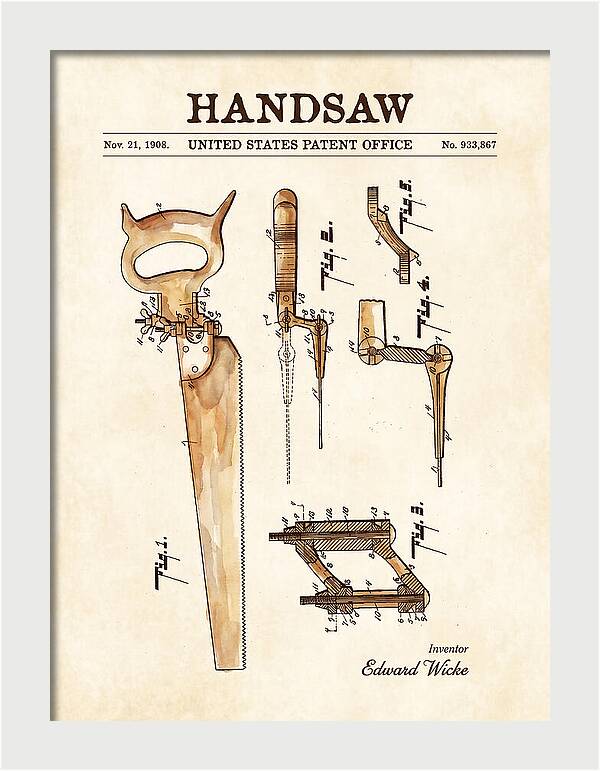 Handsaw Watercolor Patent Us933867a